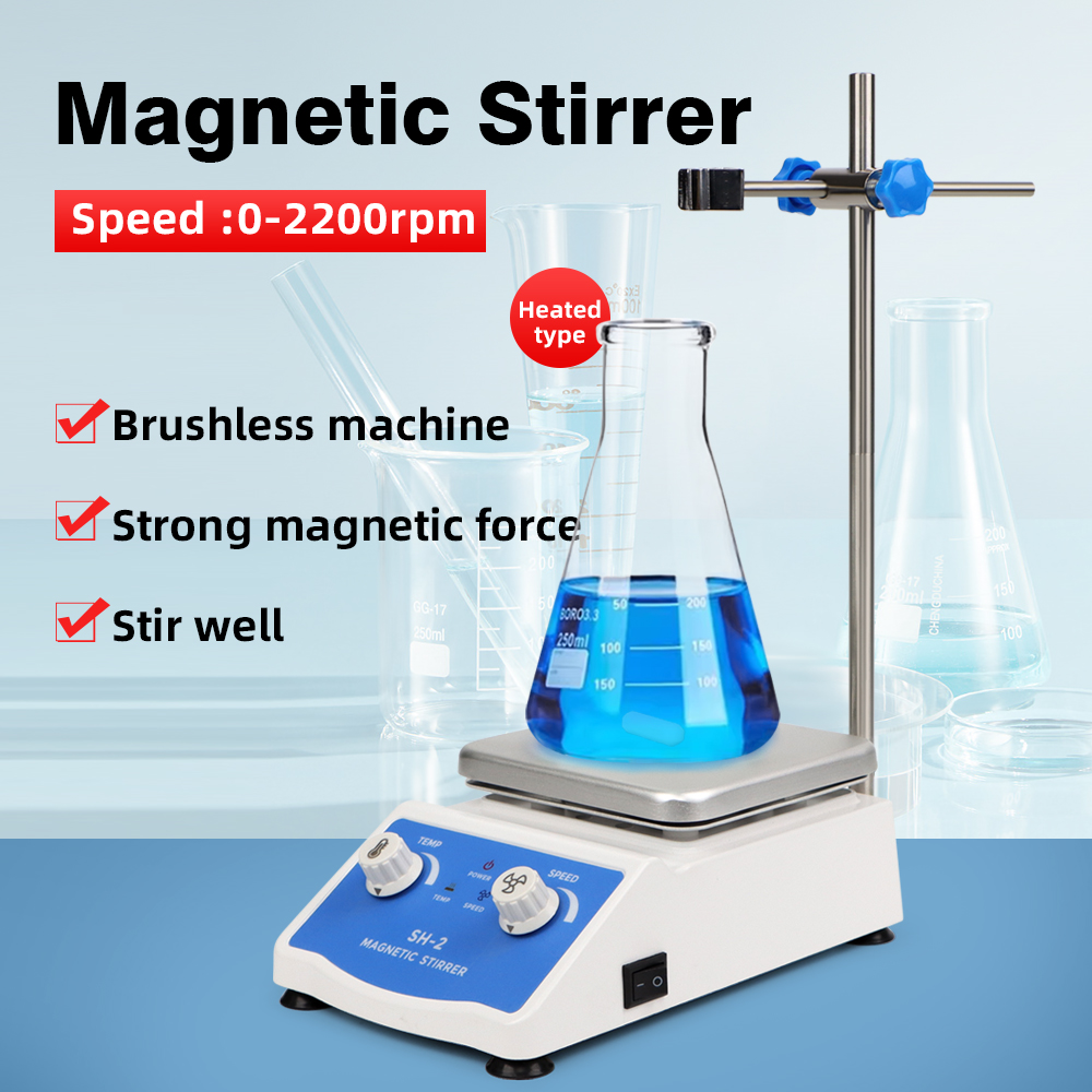 SH-2 التدفئة محرك مغناطيسي 200 - مراجعة Lab Magnetic Stirrer Hot Plate وسعره